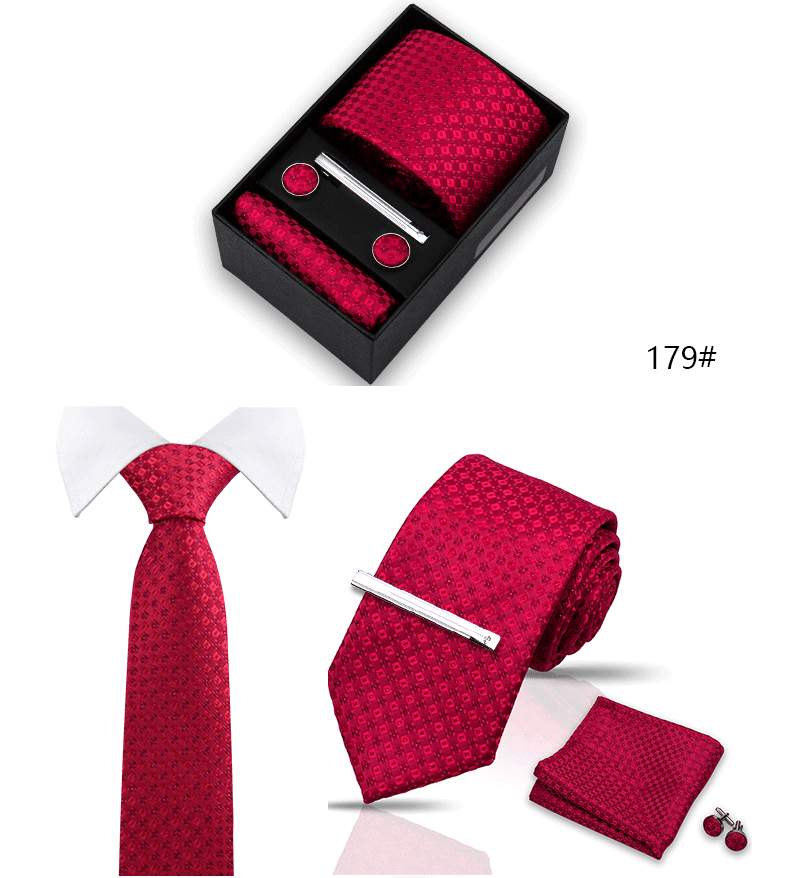 Tie Set For Men Silk Necktie Wedding Cufflinks Box Gift Tie Clip Men Pocket Square Necktie Luxury Business Wholesale Gravatas