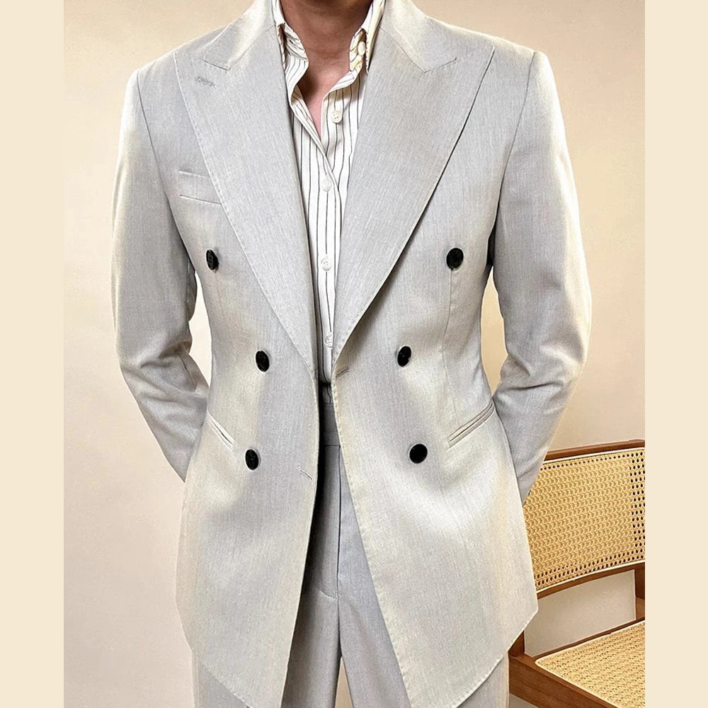 2025 British Style Men Suits Designers Double Breasted Men Tuxedo Suit Wedding Business Dress Coat Social Banquet Tuxedo Costume