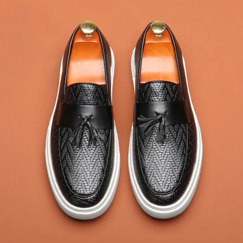 New Fashion Leather Men Party and Wedding Casual Loafers Italian Men's Dress Shoes Comfortable Breathable Men Shoes Big Size 46