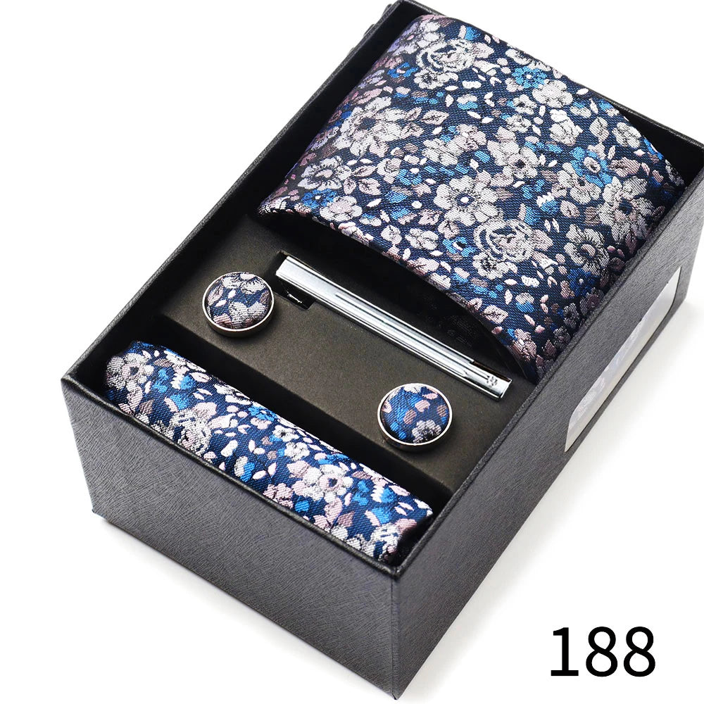 Business Ties Hanky Cufflink Tie Clips Set For Men Green Necktie Corbatas Suit Accessories Wedding In Gift Box Gravatas