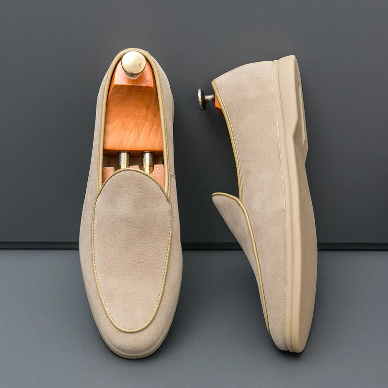 Autumn High-quality Suede Mens Loafers Simple Flat Casual Shoes Luxury Brand Nubuck Leather Outdoor Mocasin Party Wedding Shoes