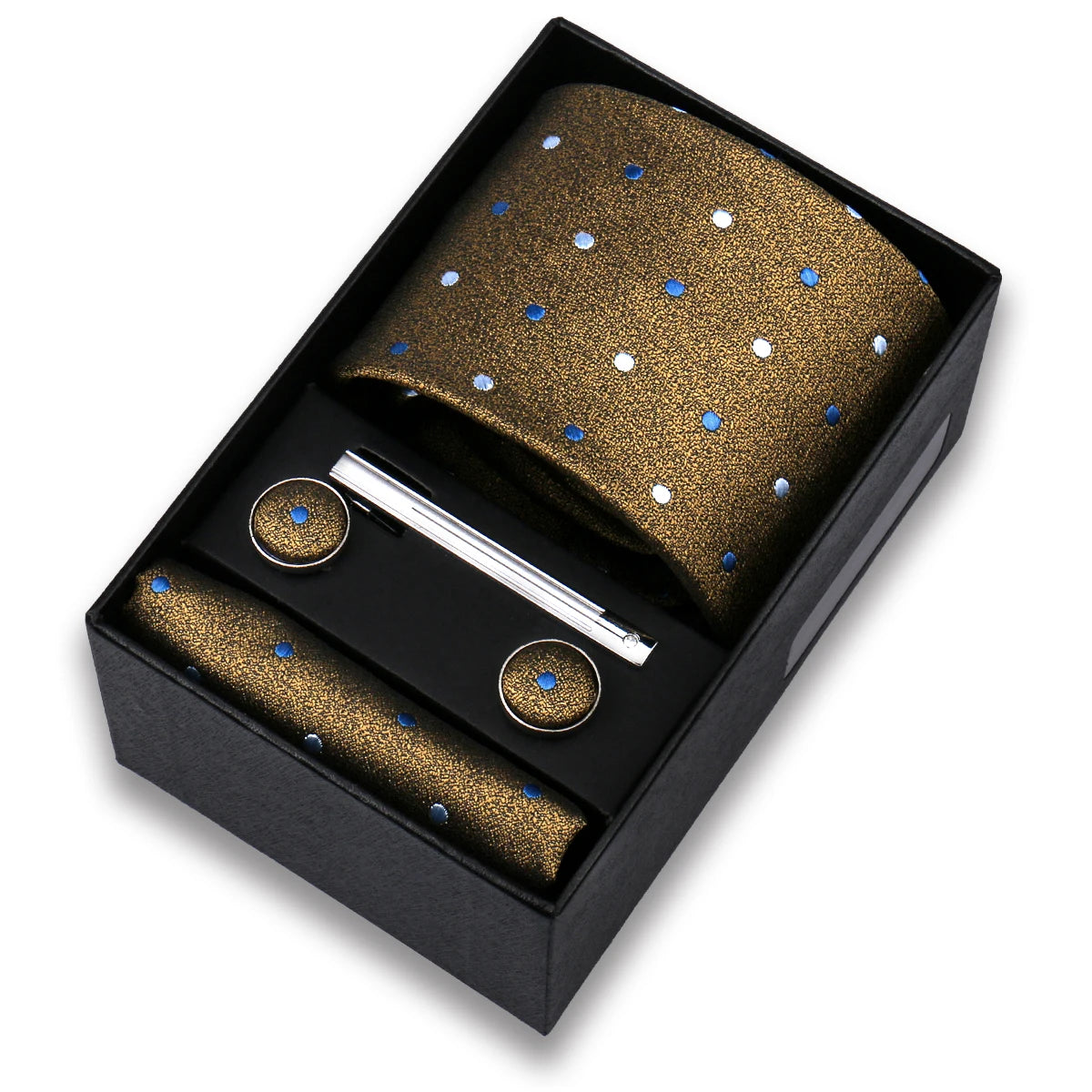 Tie Set For Men Silk Necktie Wedding Cufflinks Box Gift Tie Clip Men Pocket Square Necktie Luxury Business Wholesale Gravatas