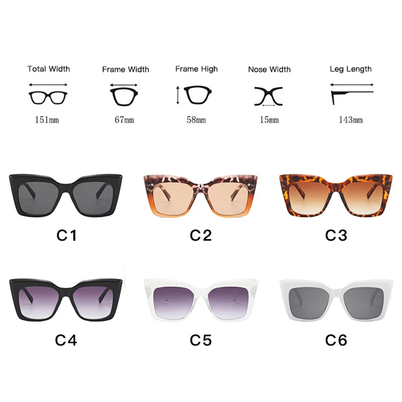 Oversized Sunglasses Women Retro Cateye Eyewear for Women/Men Wholesale Luxury Square Glasses Gafas De Sol UV400