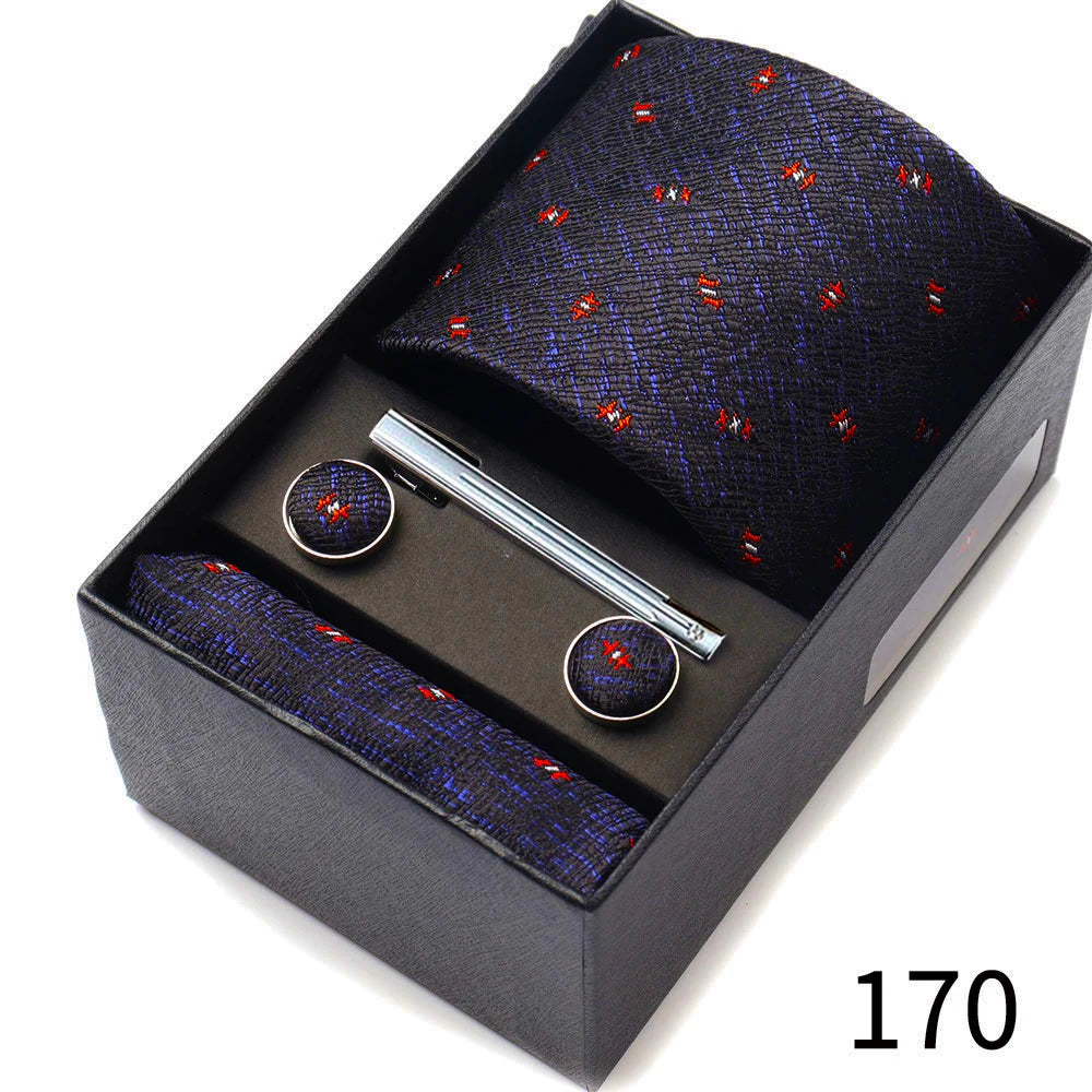 Business Ties Hanky Cufflink Tie Clips Set For Men Green Necktie Corbatas Suit Accessories Wedding In Gift Box Gravatas