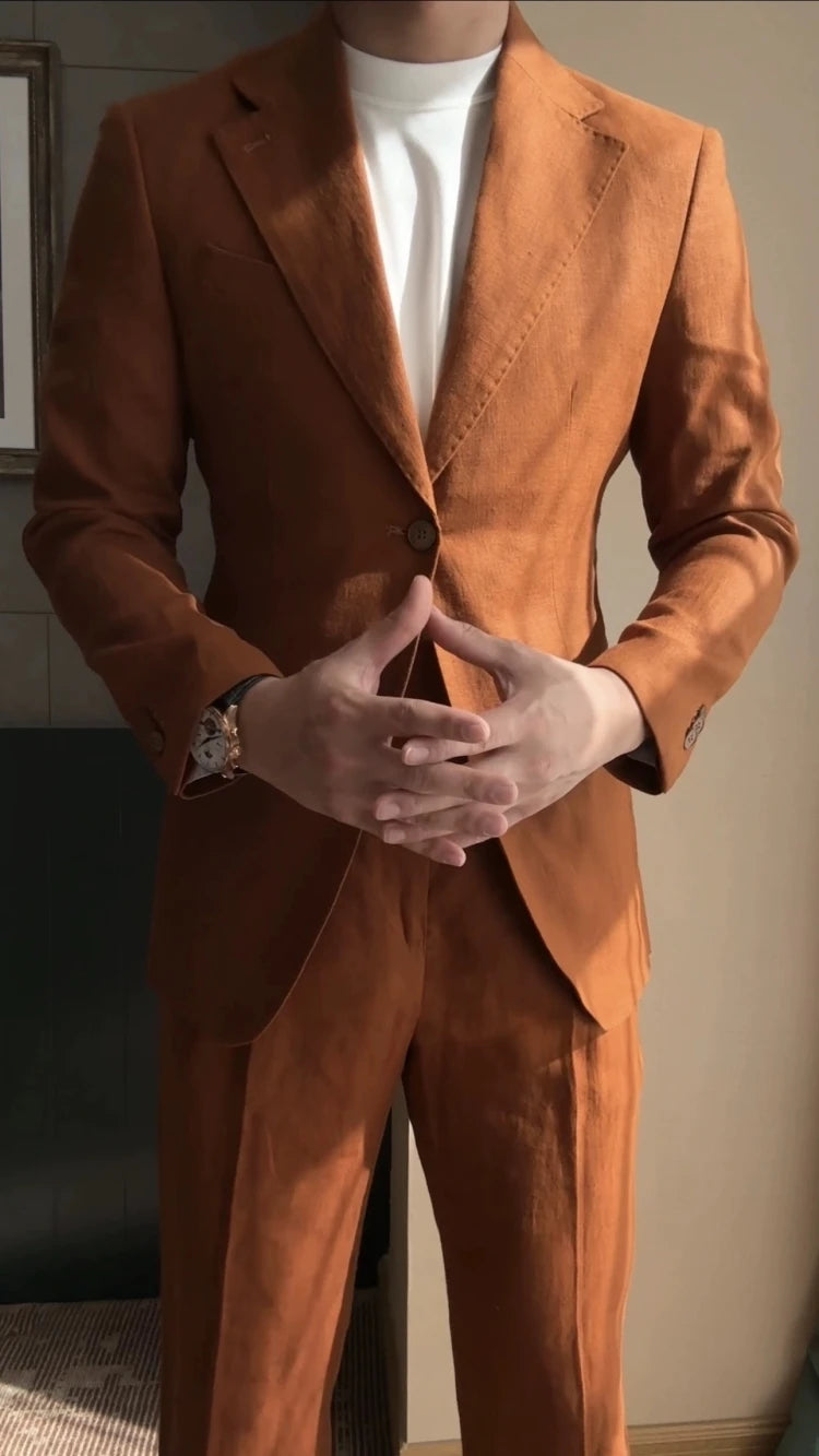 High Quality Linen Blend Business Dress Suit Wedding Suit Men Versatile Casual Office Party Prom Costume Homme Men Tuxedo Suit