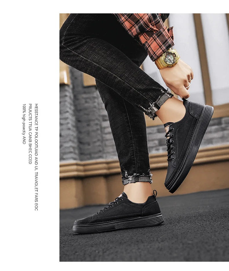 New Brand Men's Casual Leather Shoes Male Sneakers Comfortable Flat Shoes High End Fashion Lace Up Shoes for Men Tenis Masculino