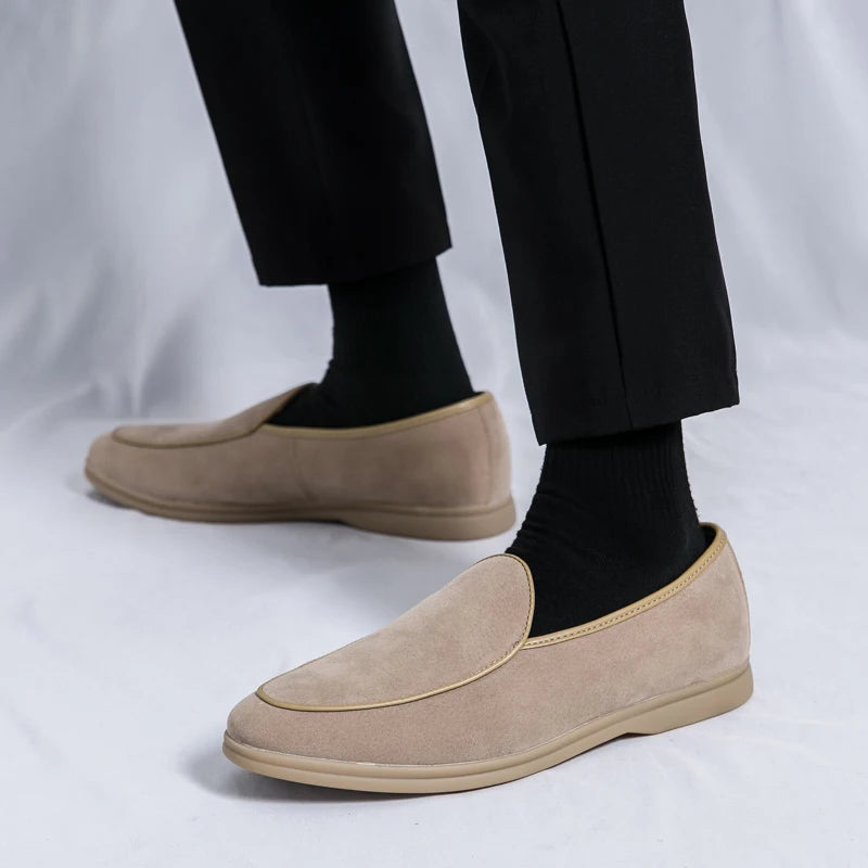 Autumn High-quality Suede Mens Loafers Simple Flat Casual Shoes Luxury Brand Nubuck Leather Outdoor Mocasin Party Wedding Shoes