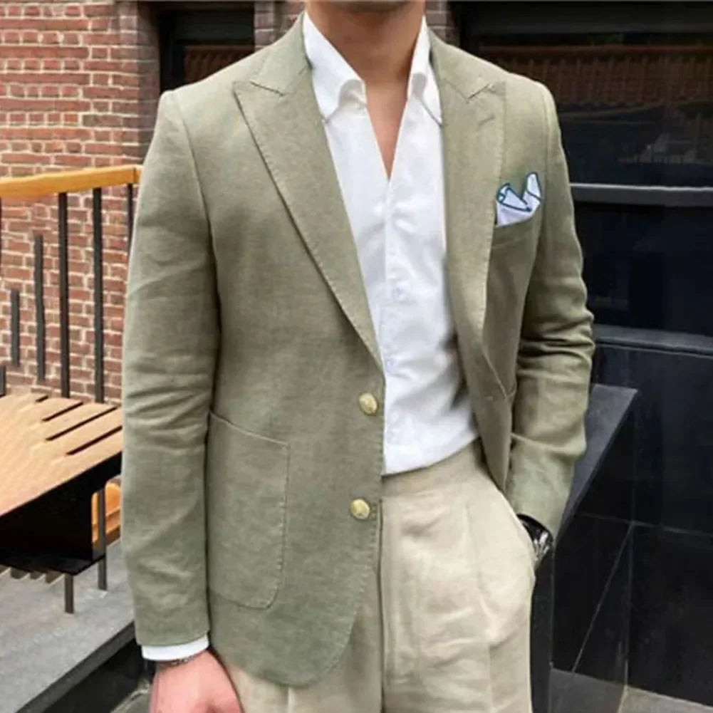 Men's Slim Fit Lapel Blazers for Business Prom Wedding Double Breasted Design (Blue Green Purple Orange Yellow)