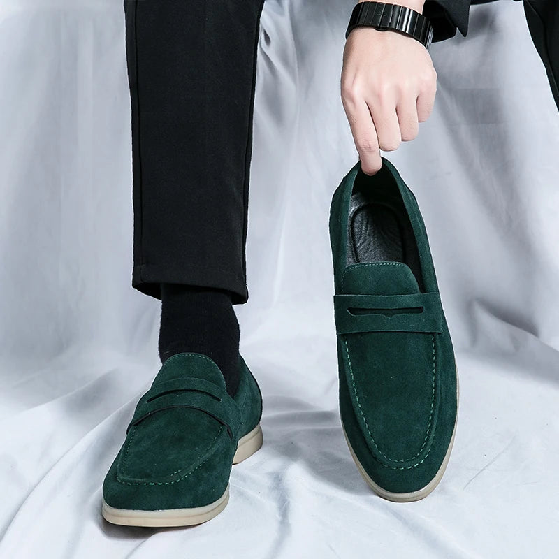 Spring New Classic Suede Loafers Men Casual Shoes Luxury Brand Mens Breathable Slip on Driving Shoes Nubuck Leather Moccasins