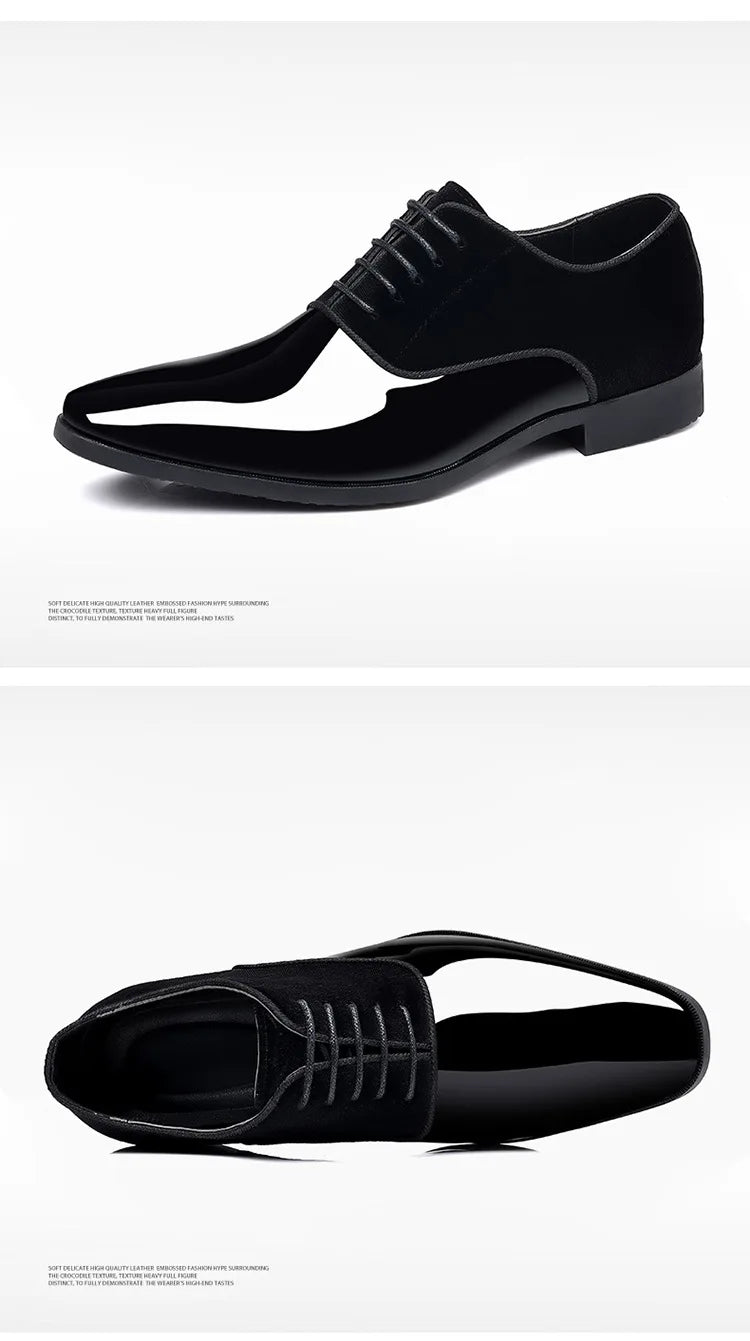 2023Classic Patent Leather Shoes for Men Casual Business Shoes Lace Up Formal Office Work Shoes for Male Party Wedding Oxfords