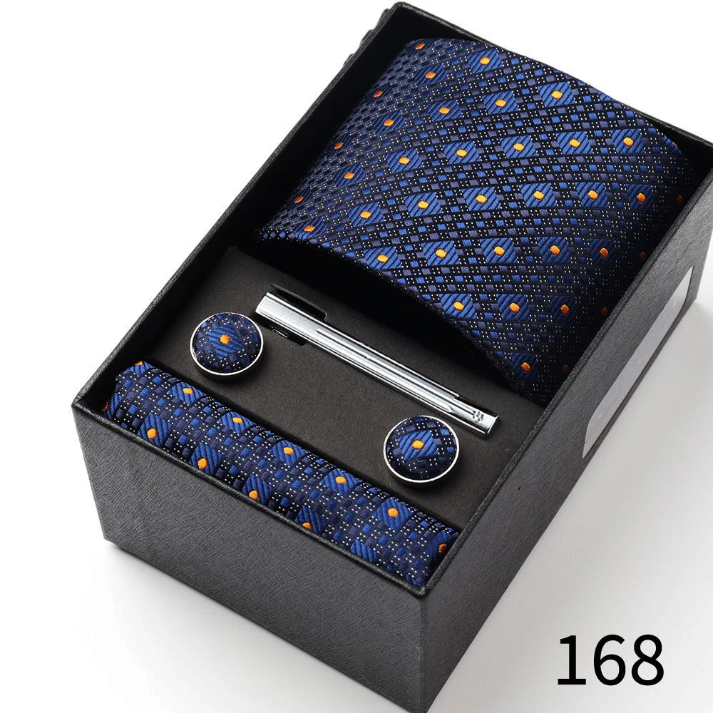 Business Ties Hanky Cufflink Tie Clips Set For Men Green Necktie Corbatas Suit Accessories Wedding In Gift Box Gravatas
