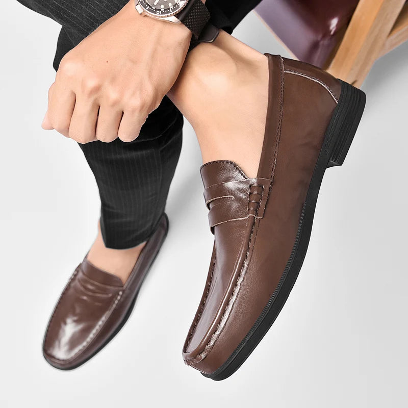 Genuine Leather Mens Loafers Handmade Casual Shoes for Men Slip on Flats Walking Shoe Breathable Man Driving Footwear Moccasins