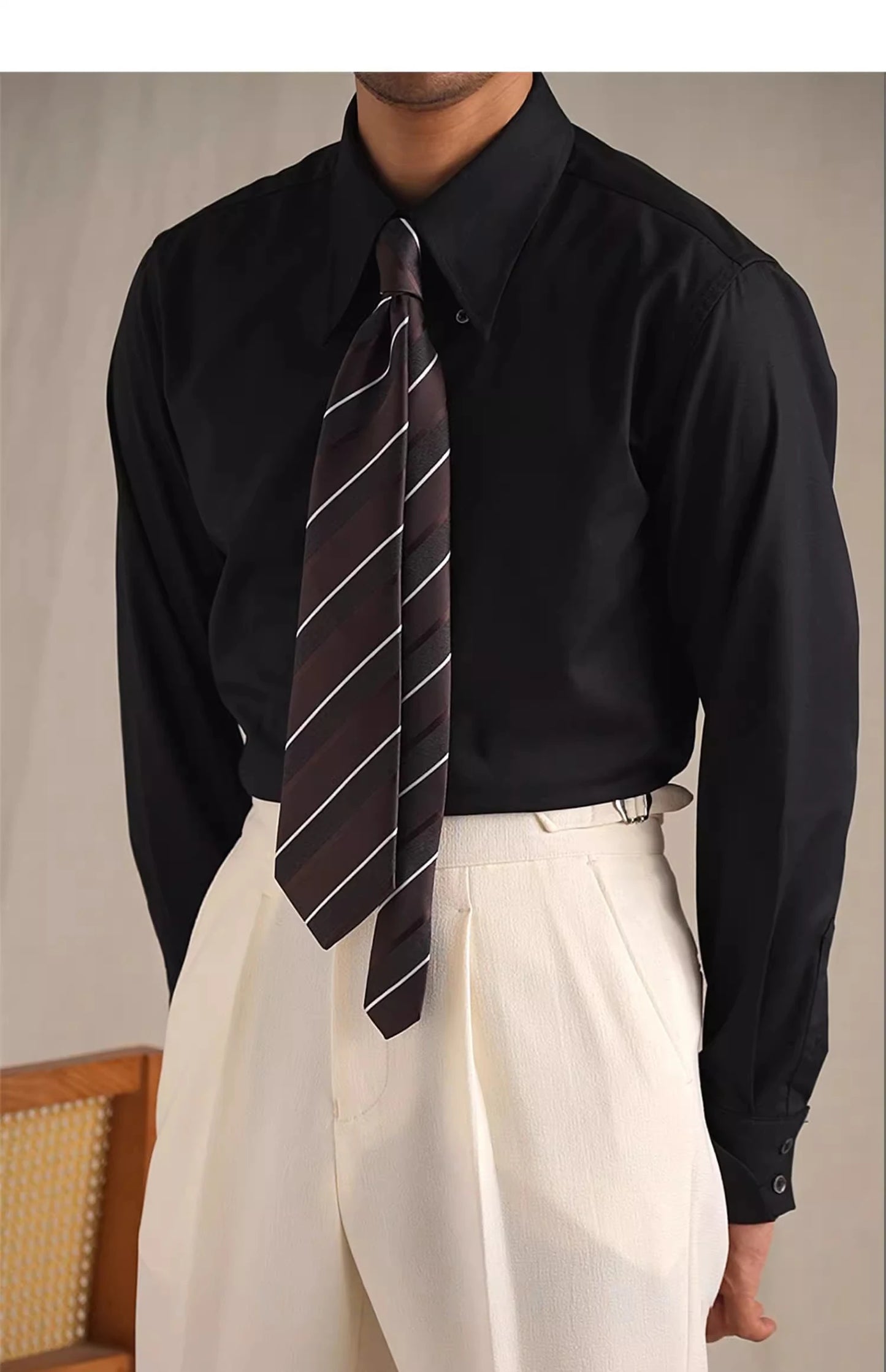 Classic White Design Shirt For Men Long Sleeve Casual Business Dress Shirt Social Party Tuxedo Chemise Homme Korean Men Clothes