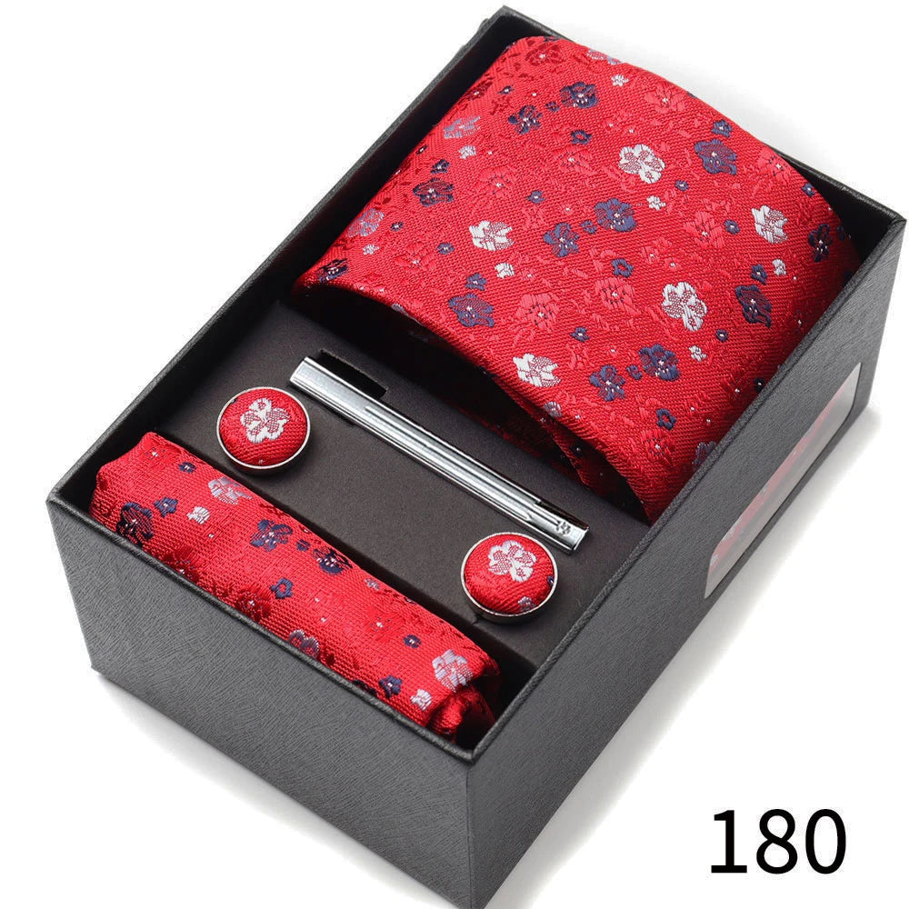 Business Ties Hanky Cufflink Tie Clips Set For Men Green Necktie Corbatas Suit Accessories Wedding In Gift Box Gravatas