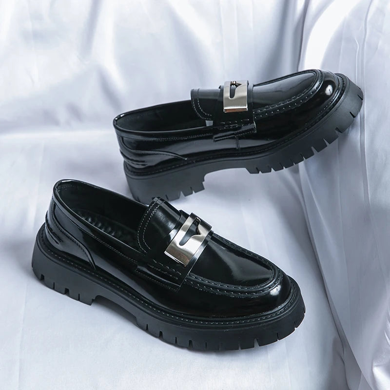 Platform New Men's Dress Leather Shoes High Classic Comfortable Pointed Toe Lace-up Business Shoes Fashion Casual Wedding Party