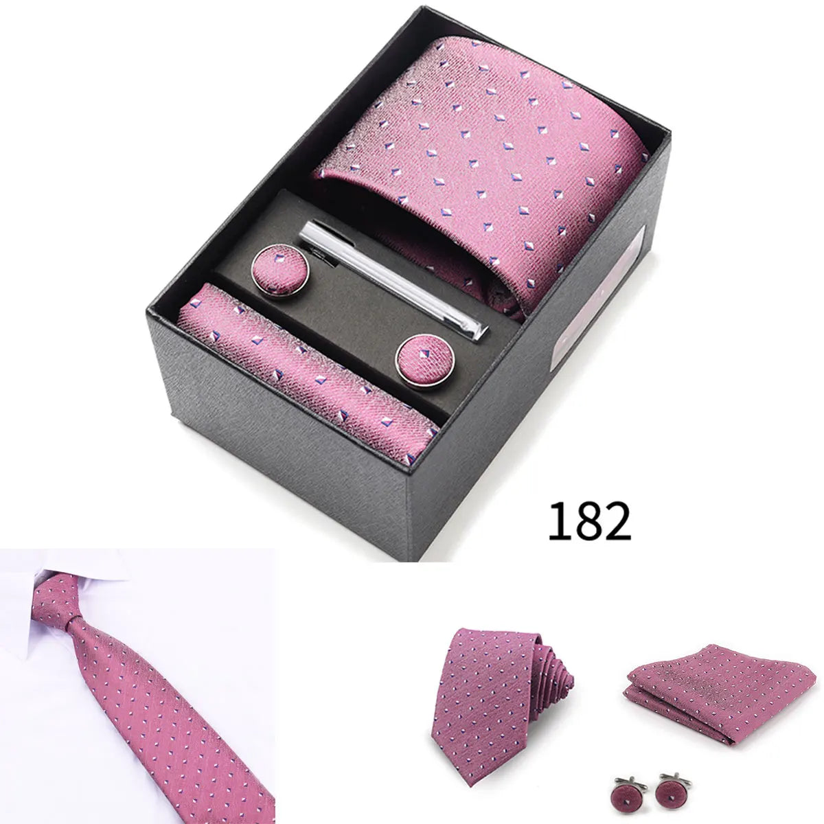 Business Ties Hanky Cufflink Tie Clips Set For Men Green Necktie Corbatas Suit Accessories Wedding In Gift Box Gravatas
