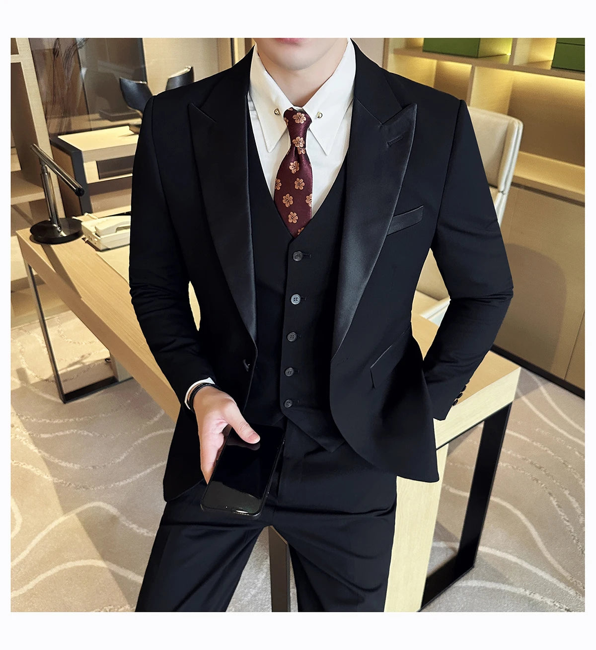 Plus Size 6XL 5XL British Style Double Breasted Design Groom Dress Men Wedding Party Suit Slim Fit Business Suits 3 Pieces Set