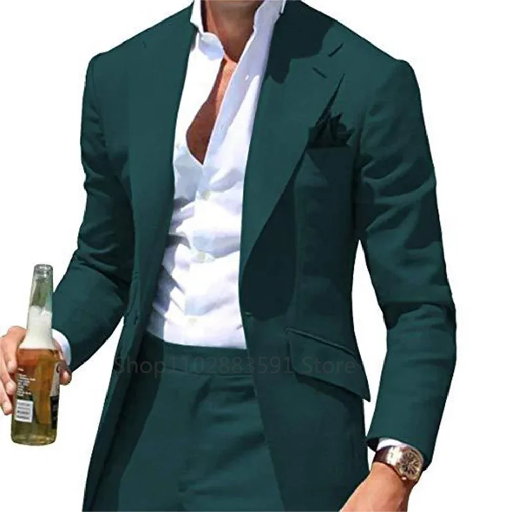 New Party Suits for Men Groom Tuxedos Slim Fit Groomsmen 2 Pieces Wedding Suits Classic Clothing Male Suit (Blazer+Pants)