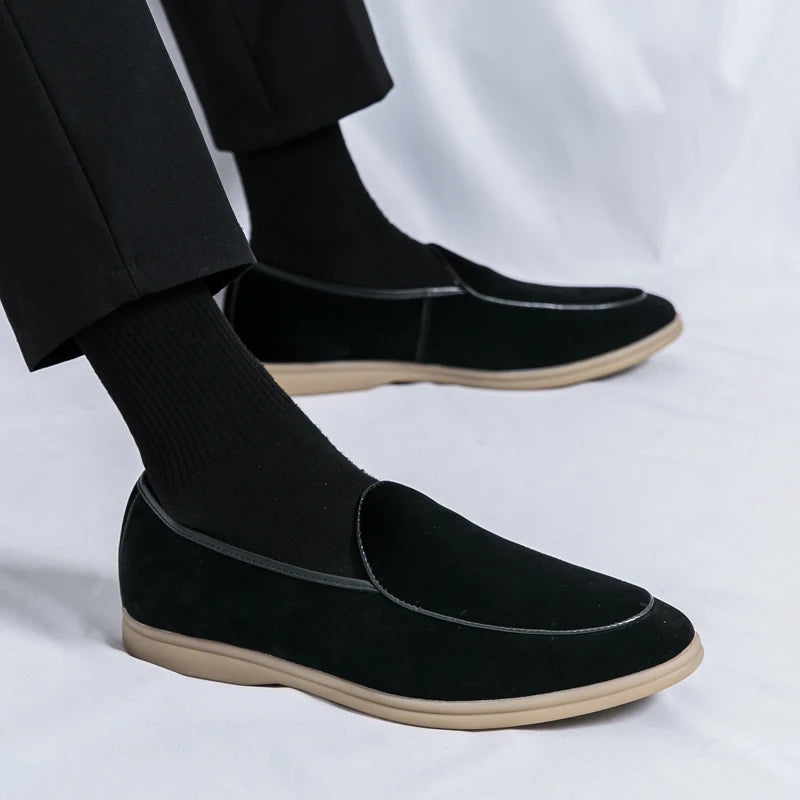Autumn High-quality Suede Mens Loafers Simple Flat Casual Shoes Luxury Brand Nubuck Leather Outdoor Mocasin Party Wedding Shoes