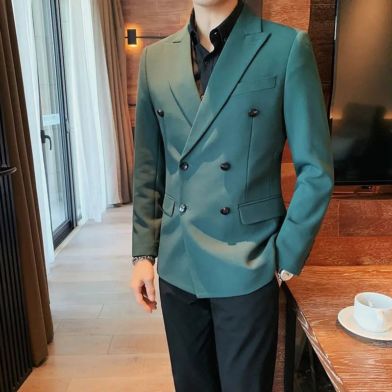 Male Blazer Party Double Breasted Business Men's Suit Jackets Dress Elegant Luxury Designer Coat New in Summer Spring Clothes