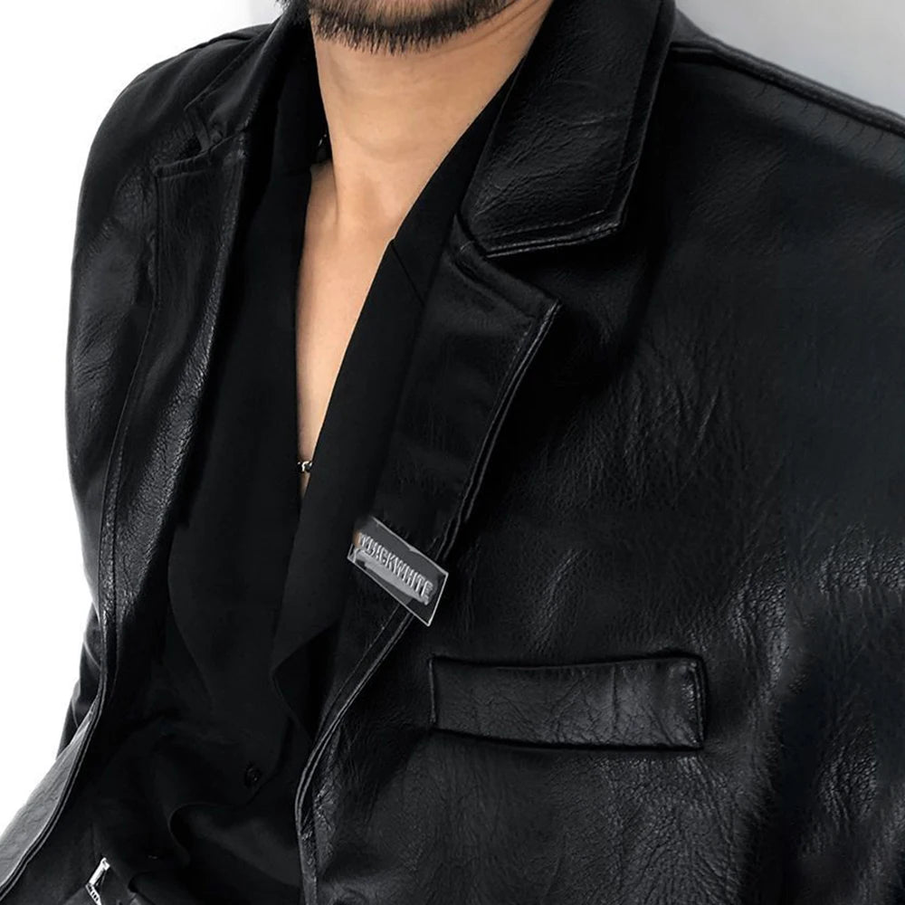 Mens Autumn And Winter Elegant British Casual Street Leather Clothing Unisex Short Leather Jacket Jacket Men'S Long-Sleeved Suit