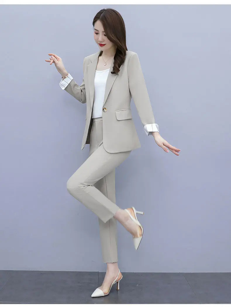 Women's Spring Summer Thin Blazer Pants 3 Pcs Set Korean Office Lady Work Graceful Suit Coat Trousers Vest Outfits Daily Clothes
