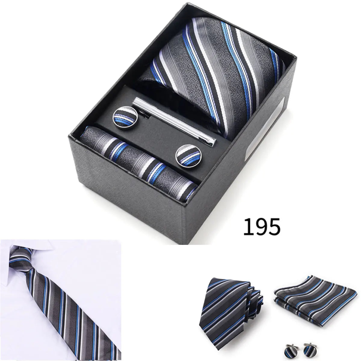Business Ties Hanky Cufflink Tie Clips Set For Men Green Necktie Corbatas Suit Accessories Wedding In Gift Box Gravatas