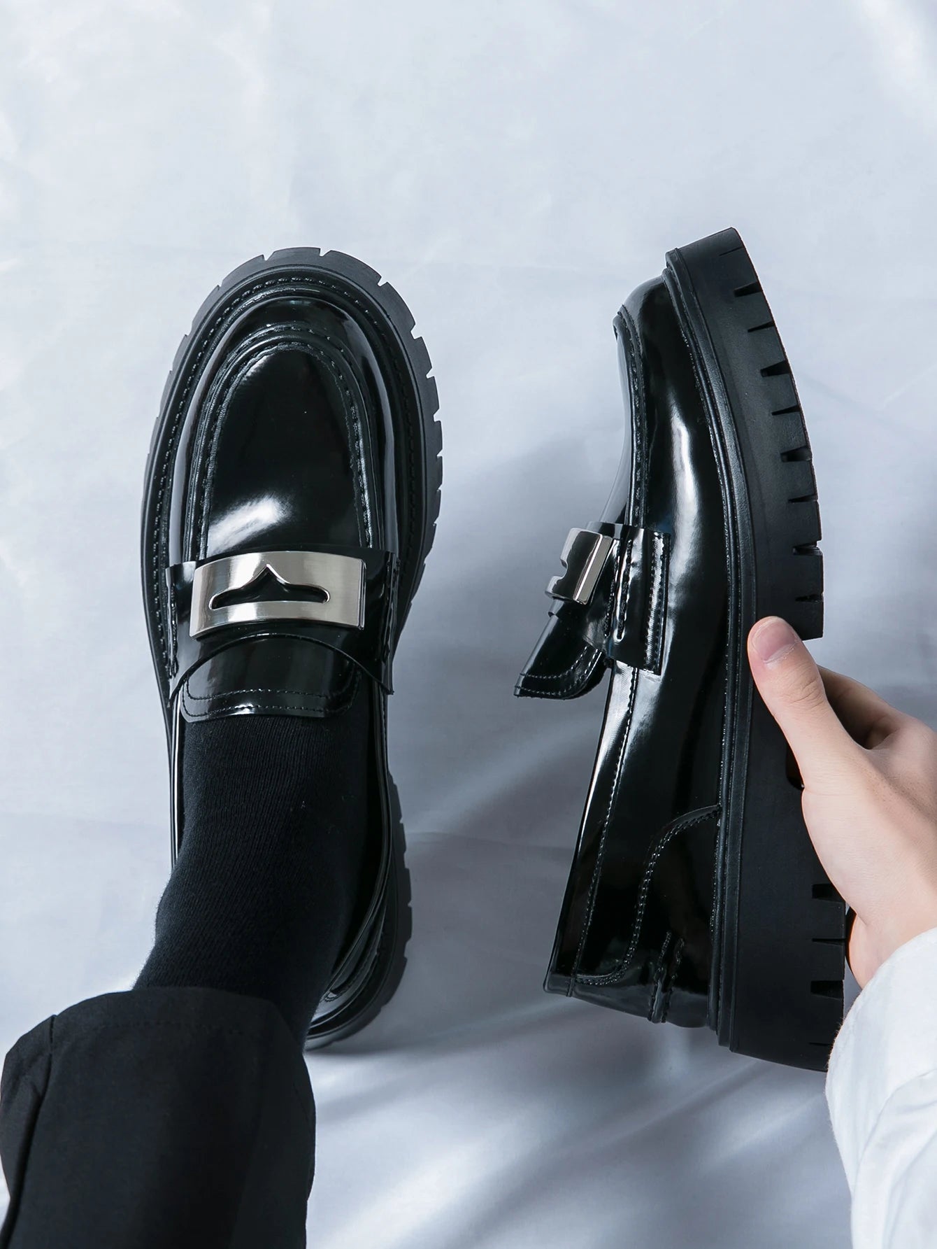 Platform New Men's Dress Leather Shoes High Classic Comfortable Pointed Toe Lace-up Business Shoes Fashion Casual Wedding Party