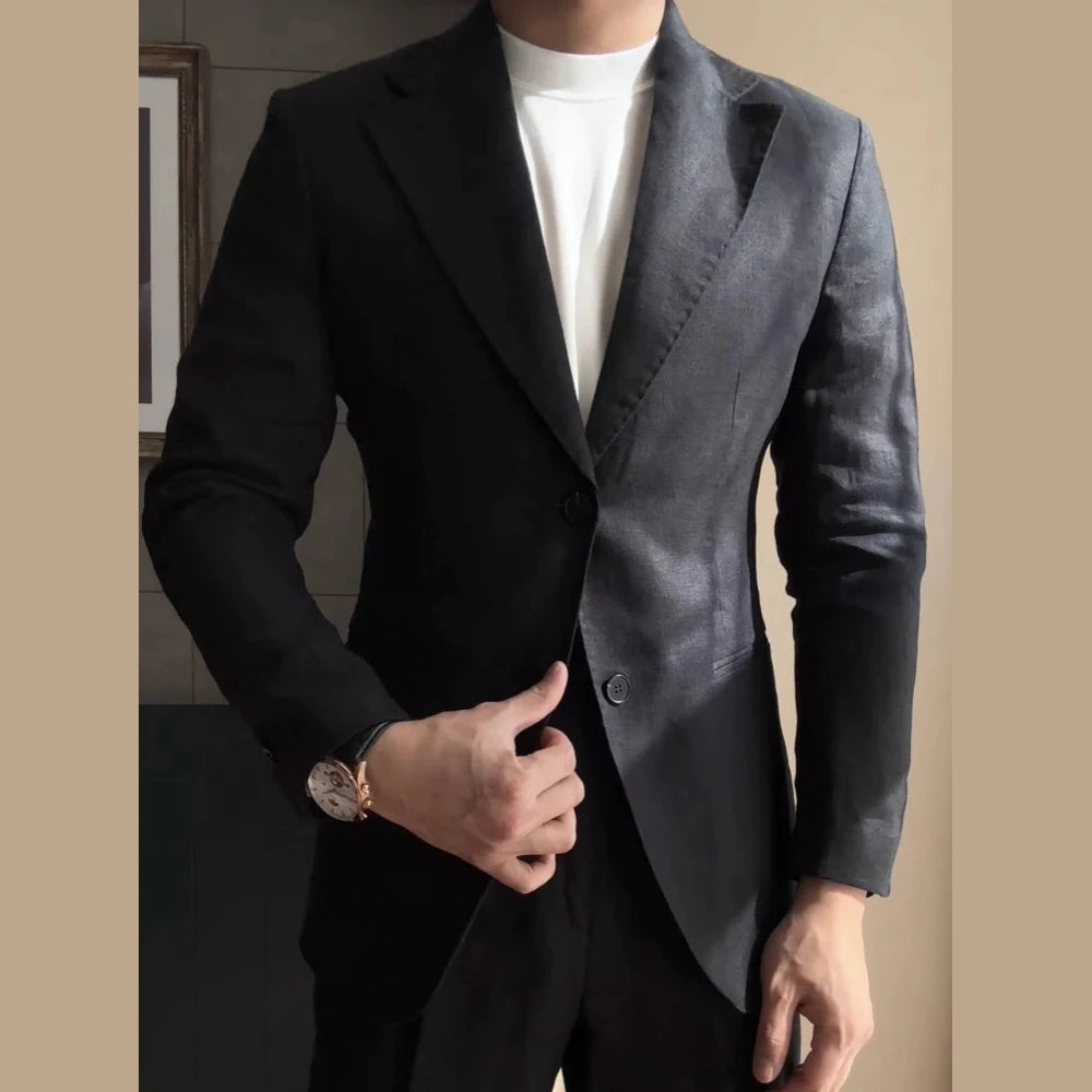 High Quality Linen Blend Business Dress Suit Wedding Suit Men Versatile Casual Office Party Prom Costume Homme Men Tuxedo Suit