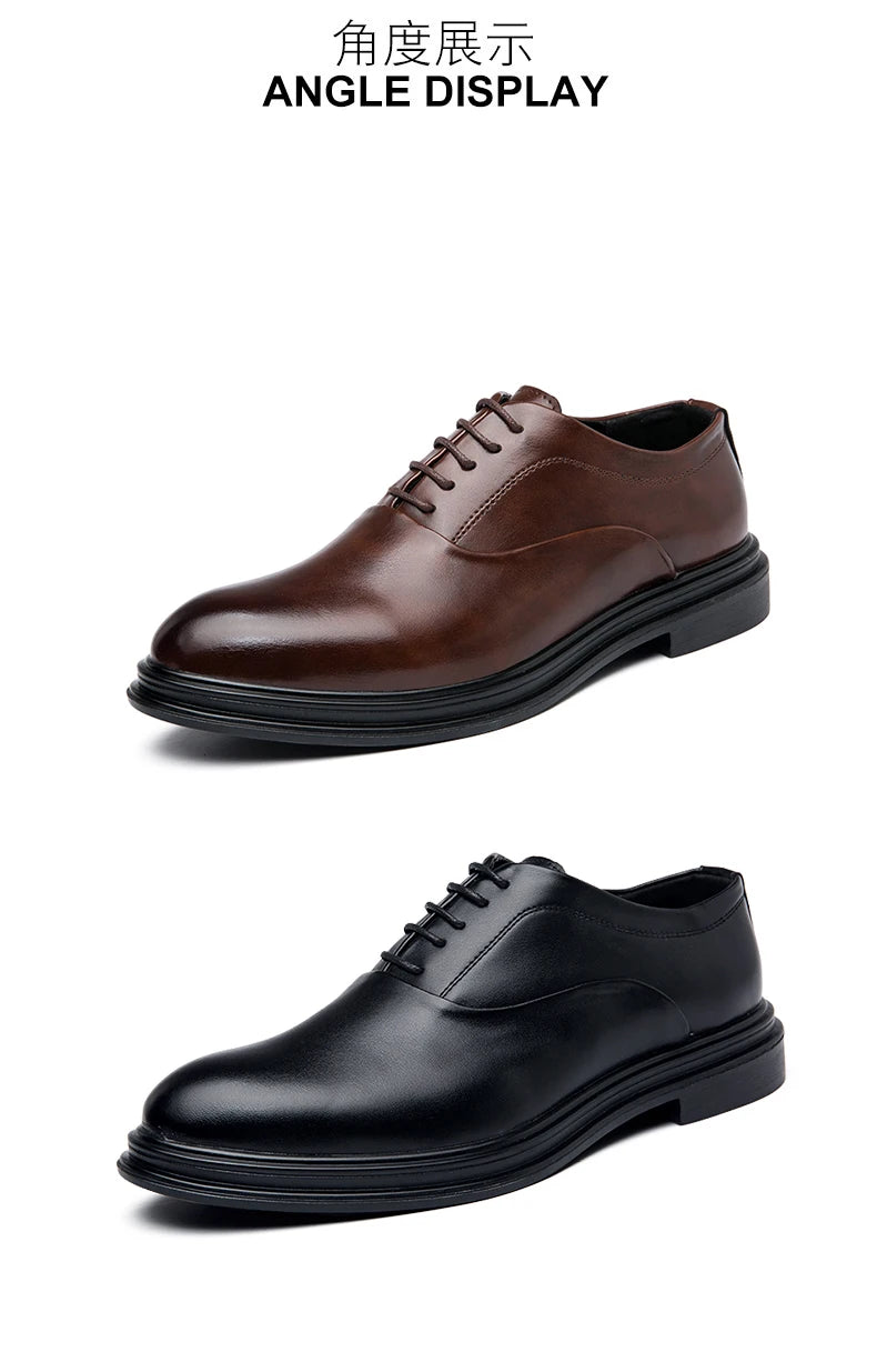 Fashion Business Formal Leather Shoes Men Black Male Wedding Shoes Luxury Derby Dress Lace-up Office Leather Shoes Man Plus Size