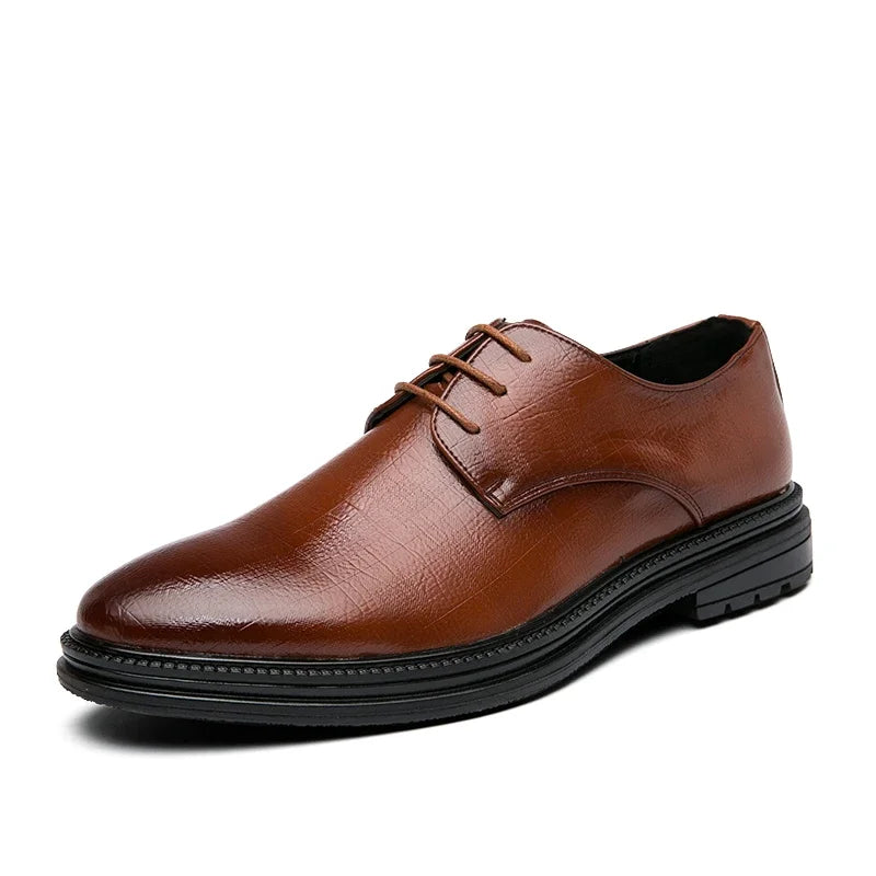 Designer Brand Men's Leather Casual Shoes for Office Interviews Versatile Business Shoes Outdoor Commuting Men's Work Shoes