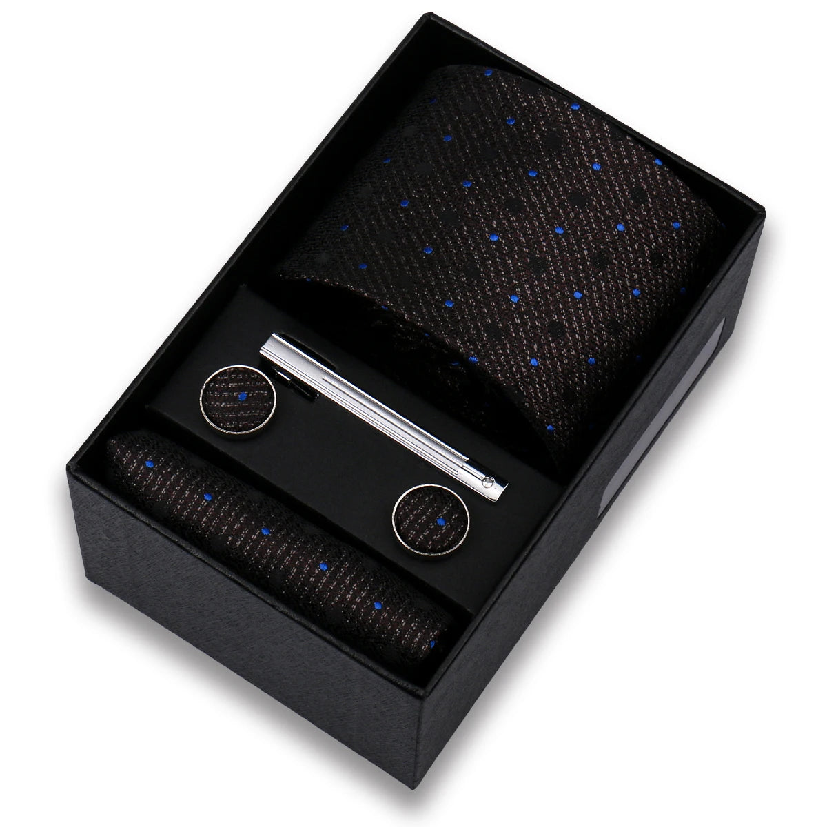 Tie Set For Men Silk Necktie Wedding Cufflinks Box Gift Tie Clip Men Pocket Square Necktie Luxury Business Wholesale Gravatas