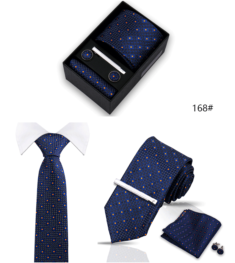 Tie Set For Men Silk Necktie Wedding Cufflinks Box Gift Tie Clip Men Pocket Square Necktie Luxury Business Wholesale Gravatas