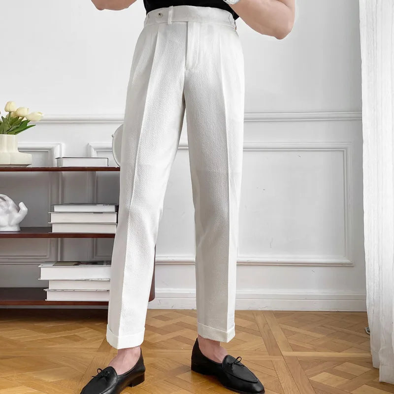 Spring Italy Business Dress Pants Men High Quality Office Social Suit Pants Pantalones Hombre Slim Wedding Groom Trouser White