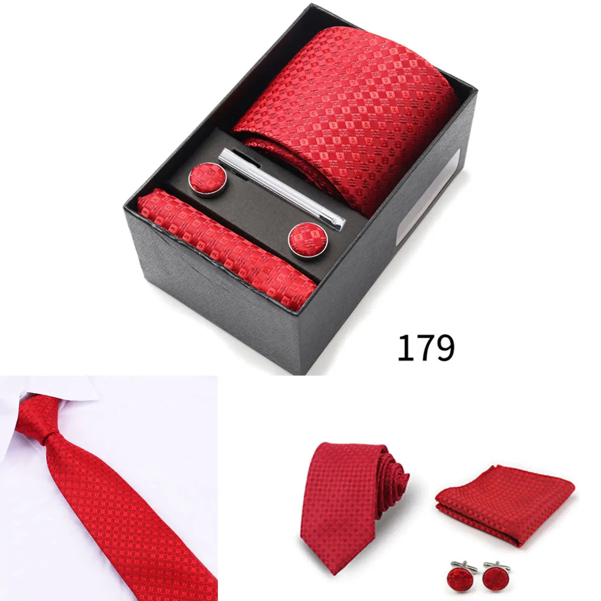 Business Ties Hanky Cufflink Tie Clips Set For Men Green Necktie Corbatas Suit Accessories Wedding In Gift Box Gravatas