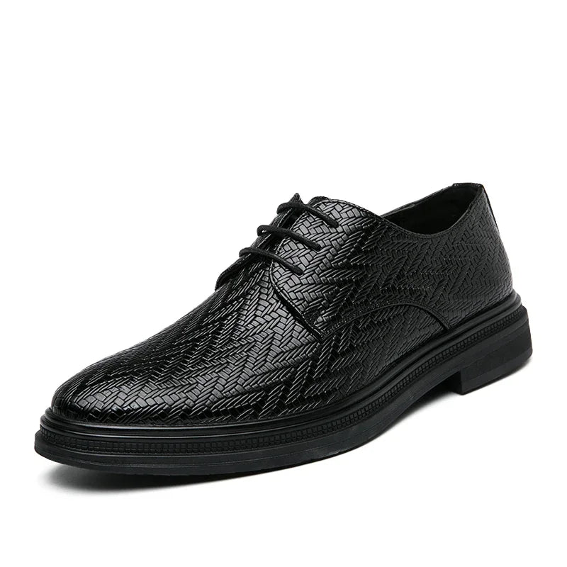 Designer Brand Men's Leather Casual Shoes for Office Interviews Versatile Business Shoes Outdoor Commuting Men's Work Shoes