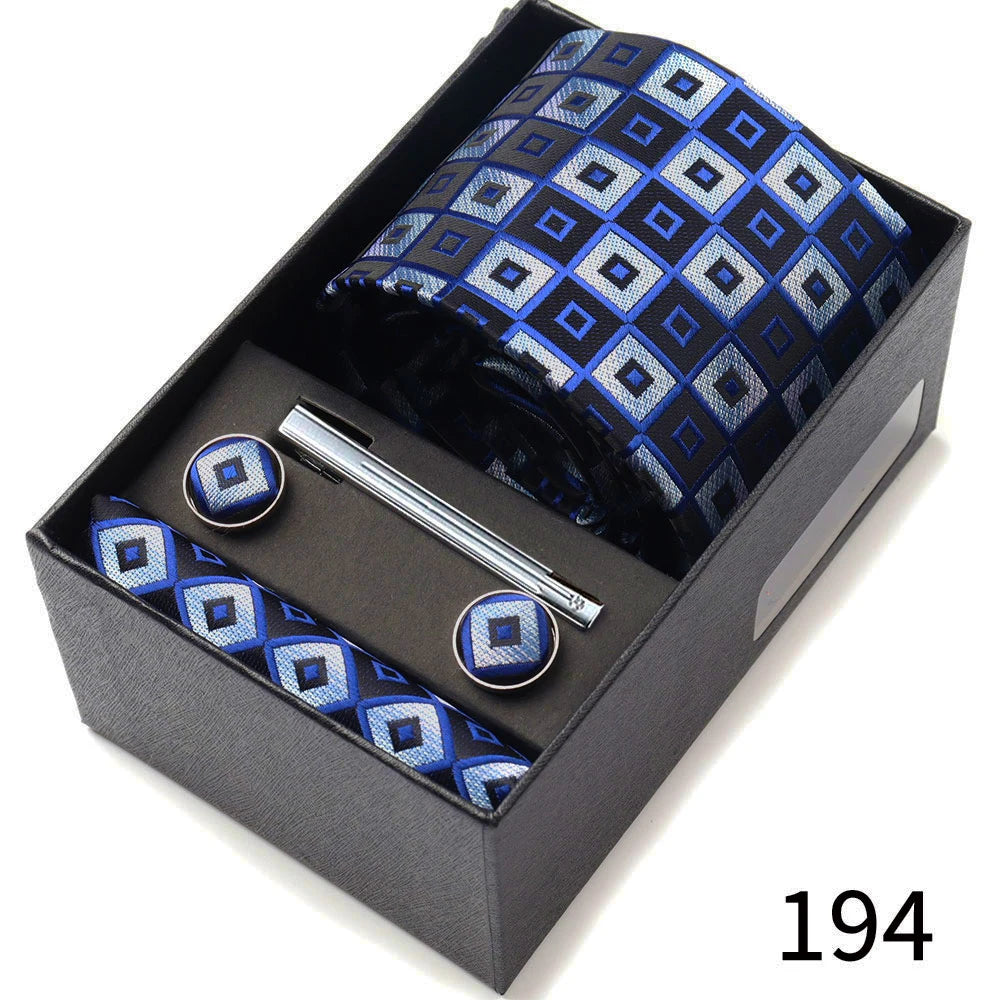 Business Ties Hanky Cufflink Tie Clips Set For Men Green Necktie Corbatas Suit Accessories Wedding In Gift Box Gravatas