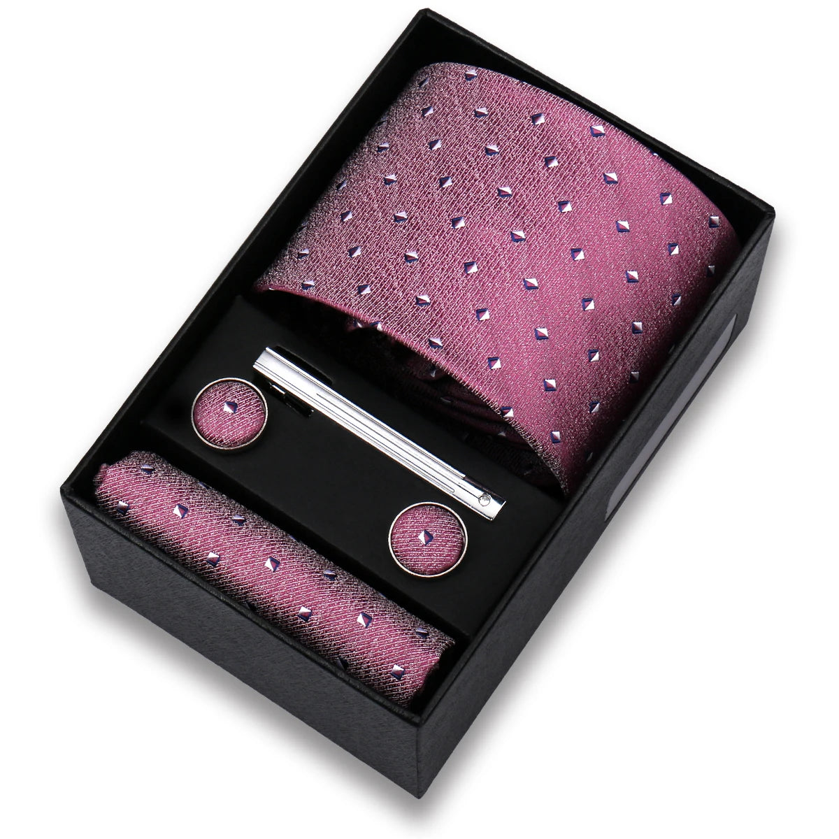 Tie Set For Men Silk Necktie Wedding Cufflinks Box Gift Tie Clip Men Pocket Square Necktie Luxury Business Wholesale Gravatas