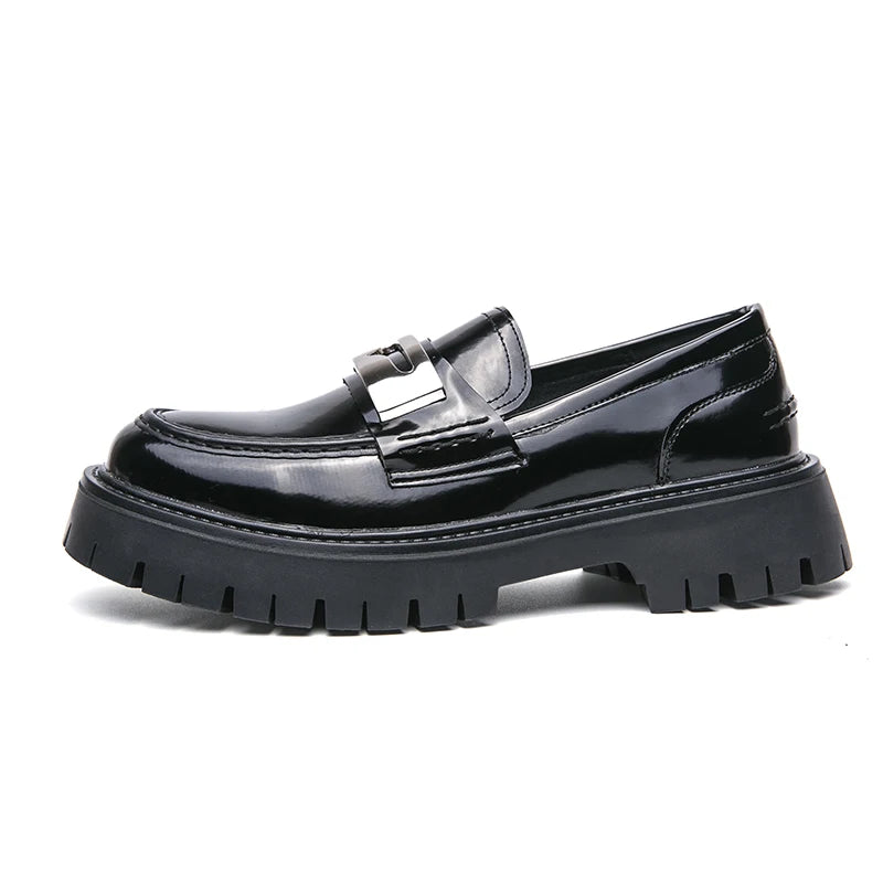 Platform New Men's Dress Leather Shoes High Classic Comfortable Pointed Toe Lace-up Business Shoes Fashion Casual Wedding Party
