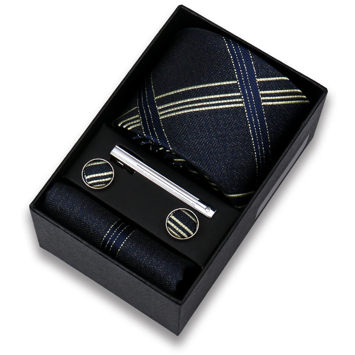 Tie Set For Men Silk Necktie Wedding Cufflinks Box Gift Tie Clip Men Pocket Square Necktie Luxury Business Wholesale Gravatas