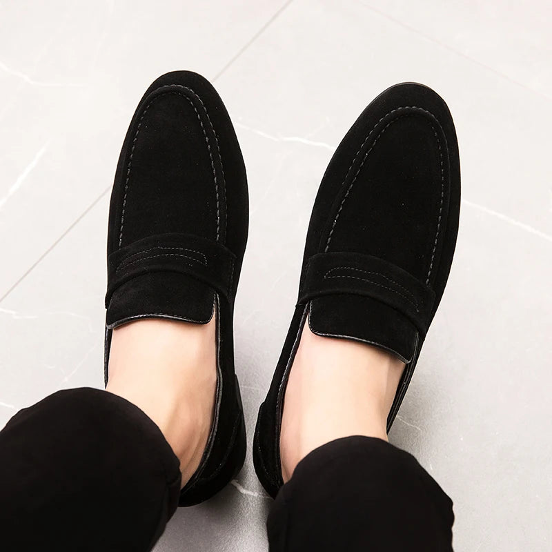 Spring New Suede Casual Men Shoes Fashion Slip on Loafers Male Leather Comfortable Flat Shoes Moccasins Classic Driving Shoes