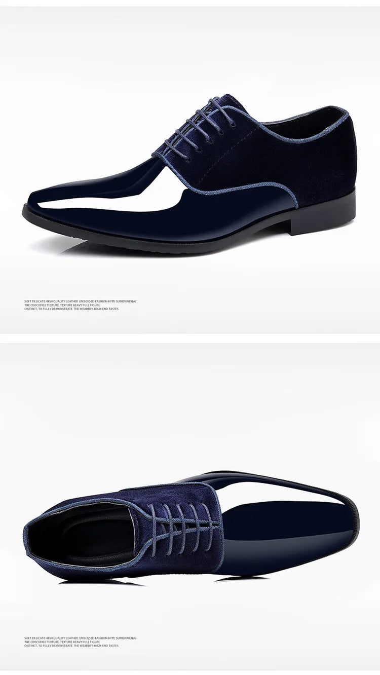 2023Classic Patent Leather Shoes for Men Casual Business Shoes Lace Up Formal Office Work Shoes for Male Party Wedding Oxfords