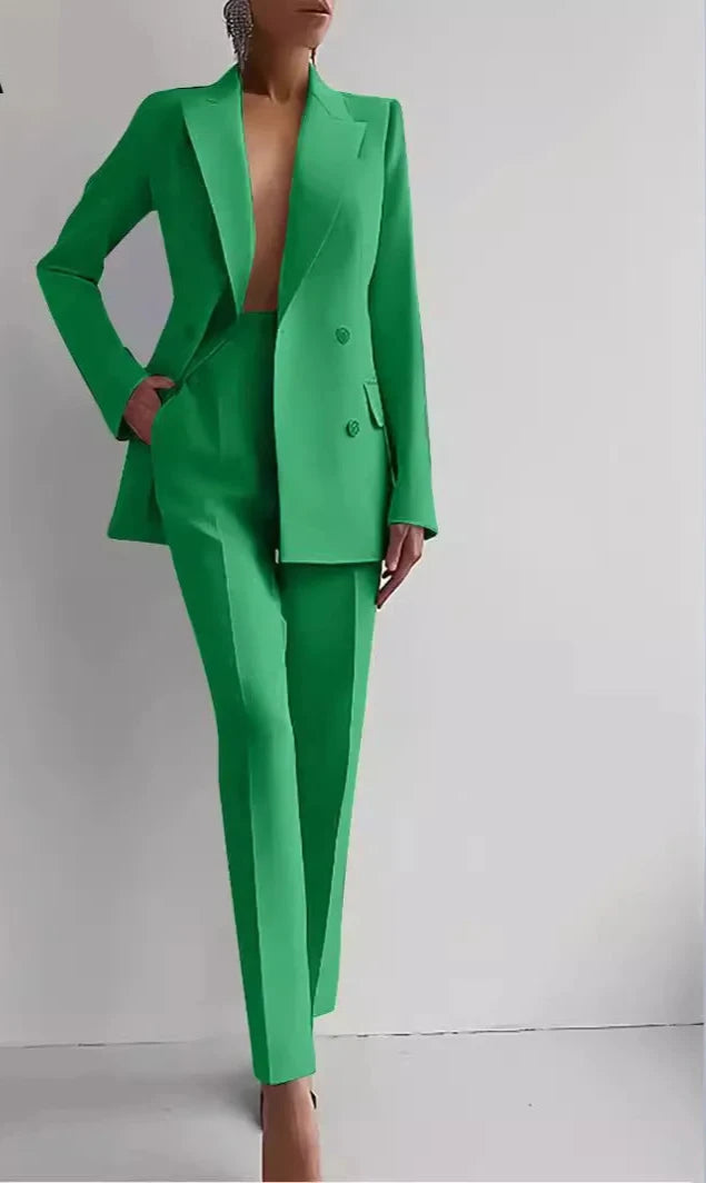 Elegant Blazer Suit and Wide Leg Pants Two 2 Piece Sets Outfits  Women 2024 Classic OL Work Street Outfit Tracksuit