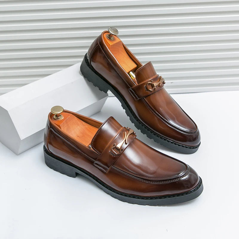 New Luxury Slip on Dress Shoes Men Genuine Leather Italian Loafer Shoes for Men Black Brown Brand Formal Oxford Men Casual Shoes