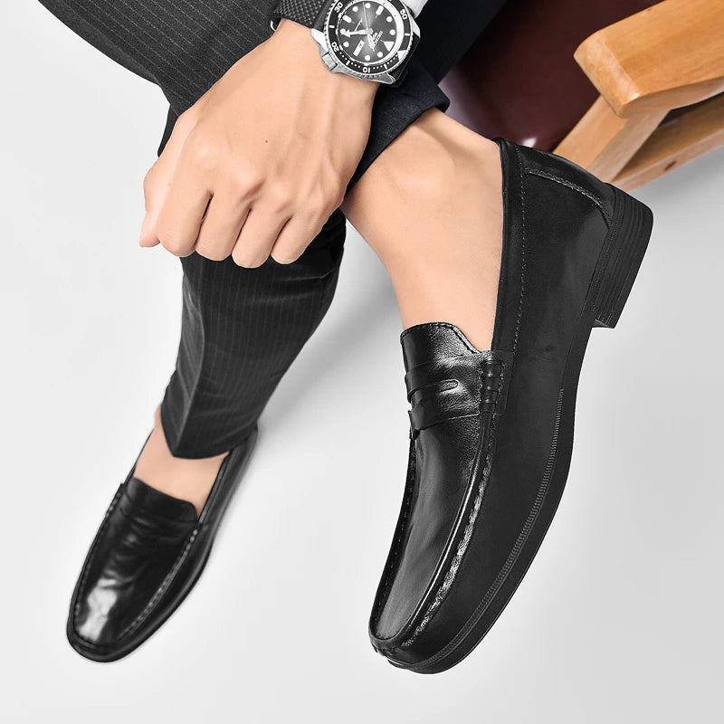 Genuine Leather Mens Loafers Handmade Casual Shoes for Men Slip on Flats Walking Shoe Breathable Man Driving Footwear Moccasins