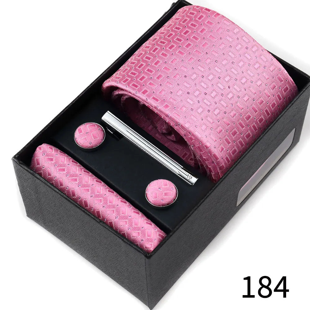 Business Ties Hanky Cufflink Tie Clips Set For Men Green Necktie Corbatas Suit Accessories Wedding In Gift Box Gravatas