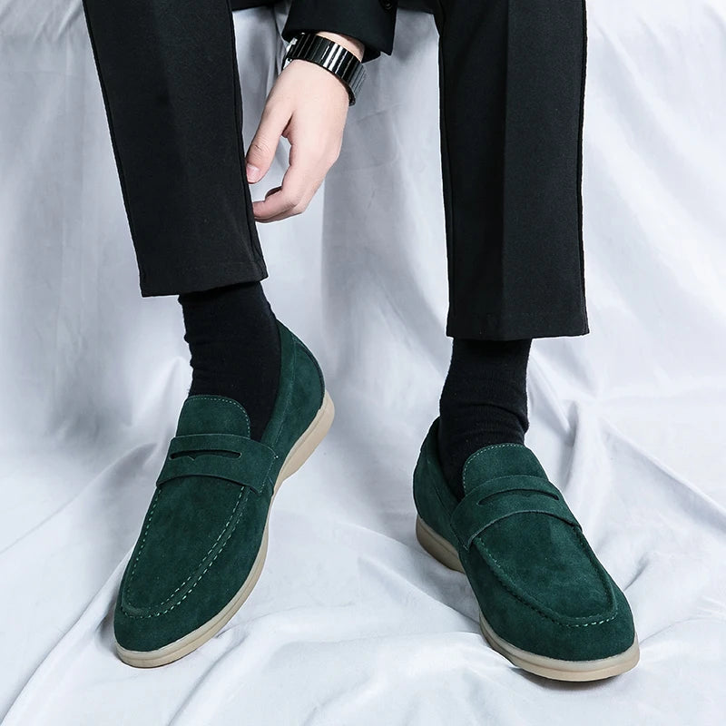 Spring New Classic Suede Loafers Men Casual Shoes Luxury Brand Mens Breathable Slip on Driving Shoes Nubuck Leather Moccasins