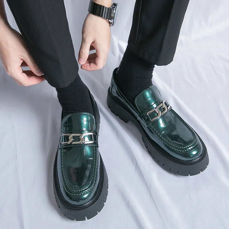 Platform New Men's Dress Leather Shoes High Classic Comfortable Pointed Toe Lace-up Business Shoes Fashion Casual Wedding Party