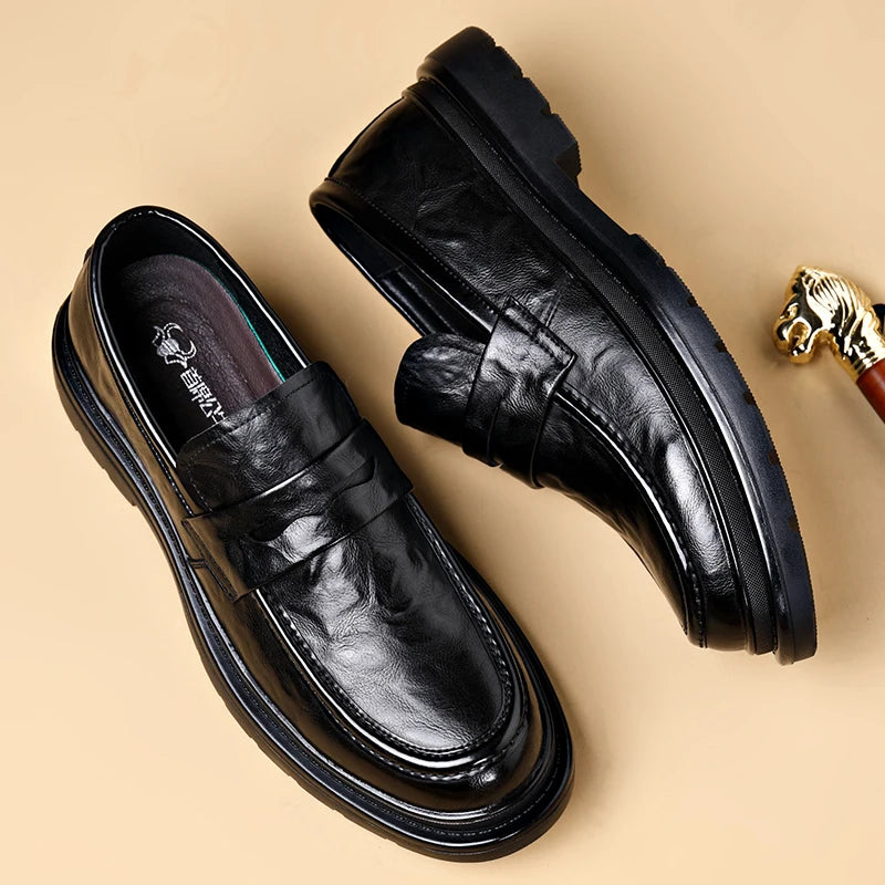 Fashion Leather Mens Casual Shoes Breathable Business Handmade Slip On Shoes Hot Sale Brand Classic Men Shoes Flats Moccasins