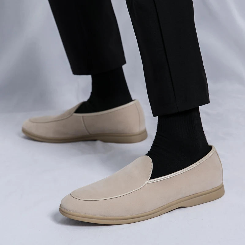 Autumn High-quality Suede Mens Loafers Simple Flat Casual Shoes Luxury Brand Nubuck Leather Outdoor Mocasin Party Wedding Shoes